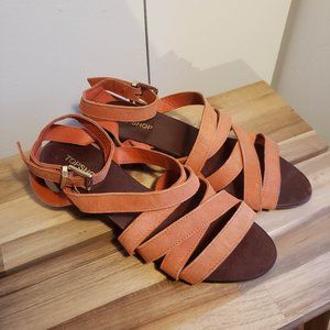 Zara Suede Sandals Orange